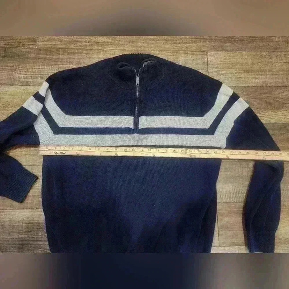 Tommy Hilfiger Quarter Zip Pullover Sweater Men Large Blue 100% Cotton Soft - Picture 5 of 6